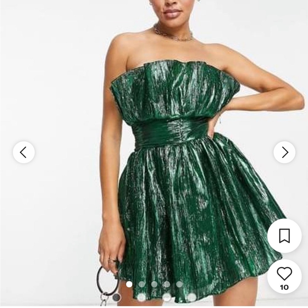 NWT The Collective Green Strapless Metallic Dress